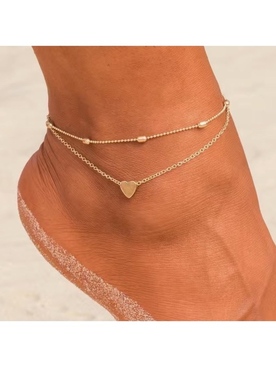 Jewelry - Floating Heart Gold Toned Dainty Anklet Set
